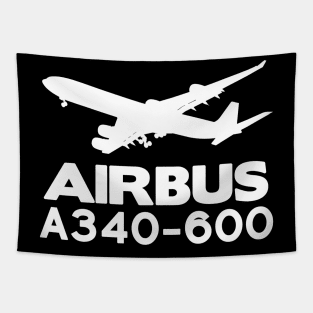 Airbus A340-600 Silhouette Print (White) Tapestry