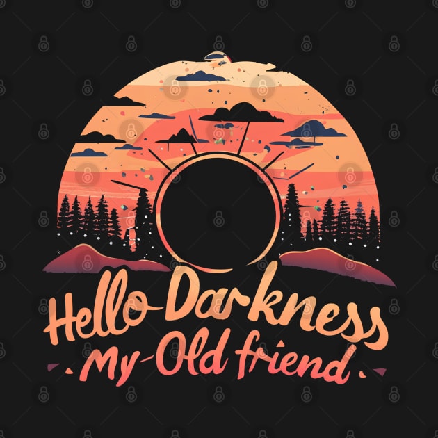 Hello Darkness My Old Friend Solar Eclipse -  Retro Style by jorinde winter designs