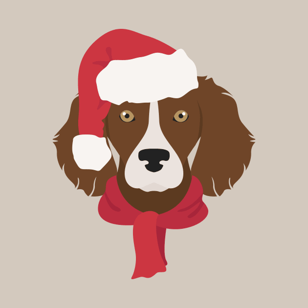 Brittany Spaniel Christmas Dog by JunkyDotCom