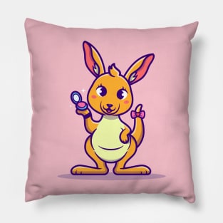 Cute Kangaroo With Make Up Cartoon Pillow