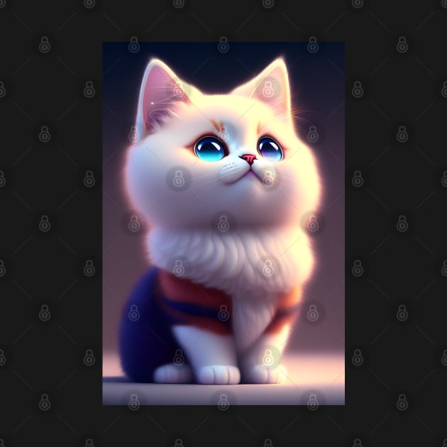 Adorable Cat Illustration - Modern Digital Art by Ai-michiart