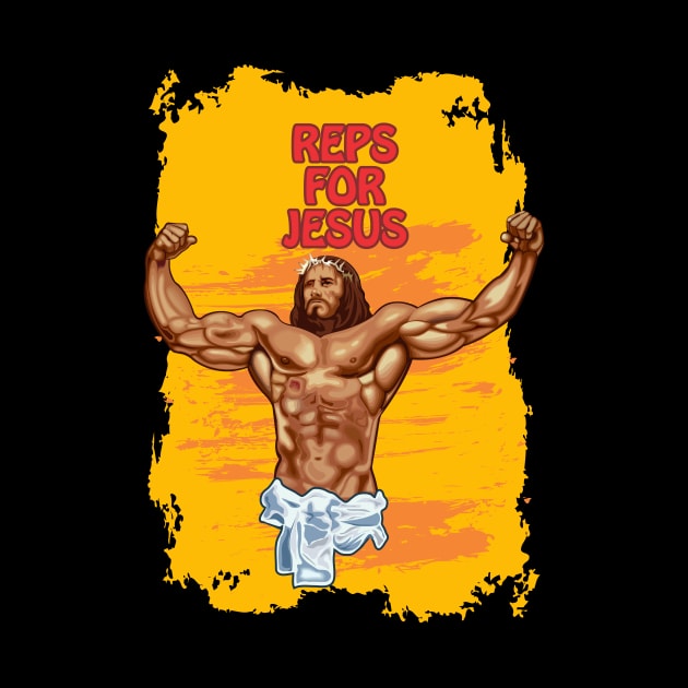 Hallowed be thy gains - Swole Jesus - Jesus is your homie so remember to pray to become swole af! - Golden background by Crazy Collective