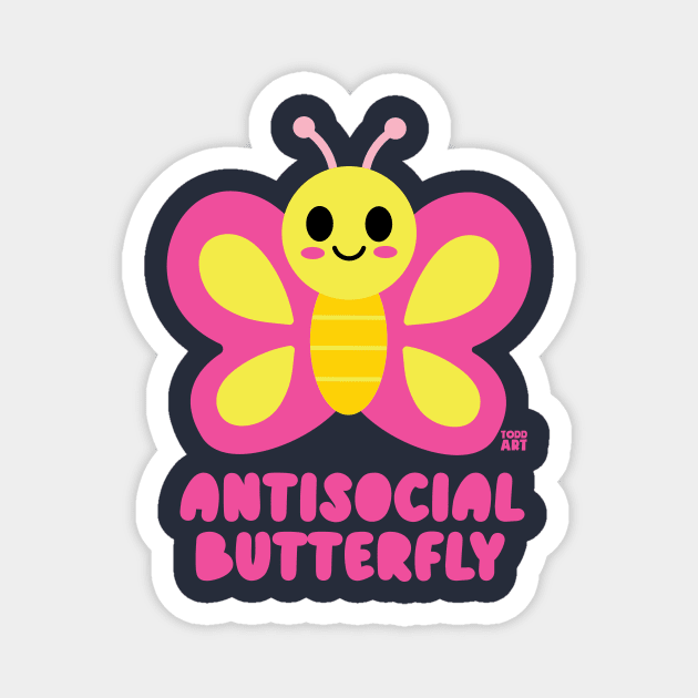 ANTISOCIAL BUTTERFLY Magnet by toddgoldmanart