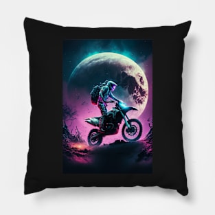 Cyber Future Dirt Bike With Neon Colors Pillow