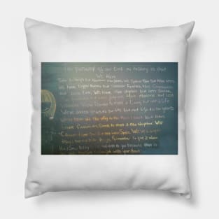 The meaning of life, a point of view in chalk on blackboard. Pillow