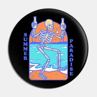 Summer Paradise Skeleton Beach Party Pin