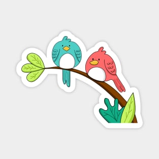 Lovely Bird Branch Hand Drawn Magnet