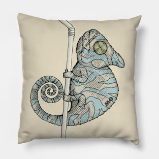 Newspaper chameleon Pillow