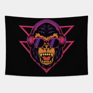 Retro Gorilla Head with Sunglasses Tapestry