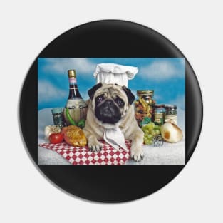 Pug Dog Cook Chef Pin