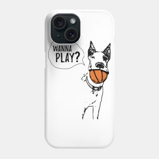 Wanna play? Great Dane with basketball design Phone Case