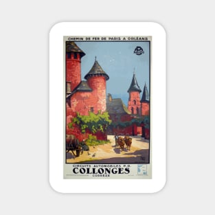 Collonges, Correze Region of France  - Vintage French Railway Auto Route Travel Poster Magnet