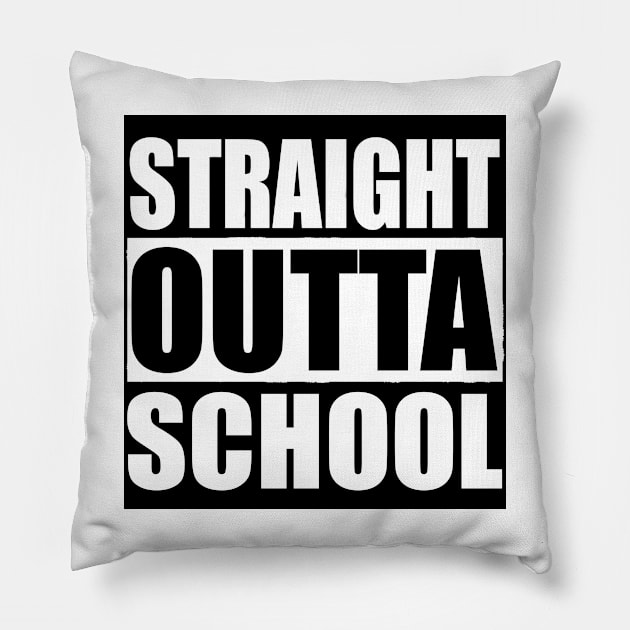 STRAIGHT OUTTA SCHOOL  Quarantine Sticker Pillow by PlanetMonkey