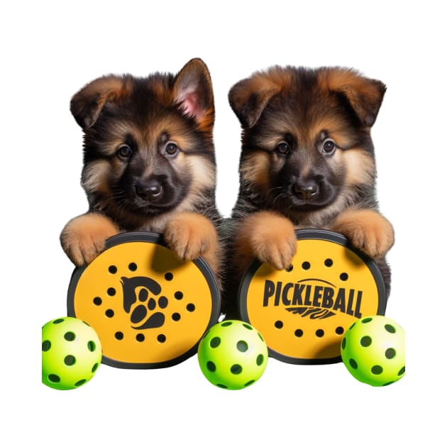 German Shepherd Puppies Pickleball Design by Battlefoxx Living Earth