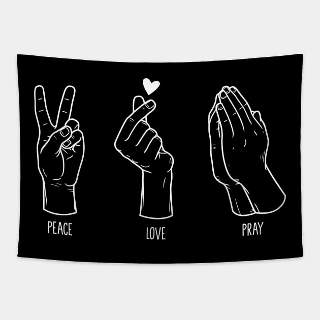 Peace Love Pray Dark Edition Tapestry by Tee Tow Argh 