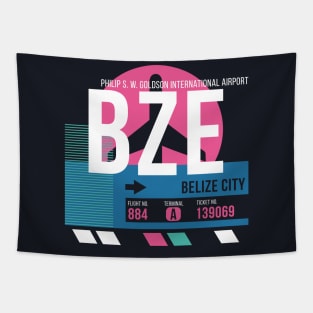 Belize City (BZE) Airport // Sunset Baggage Tag Tapestry