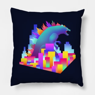 Neon city Godzilla Pillow