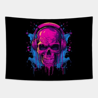 Retrowave gamer skull Tapestry