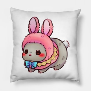 Bunny in Pink Hat Pillow