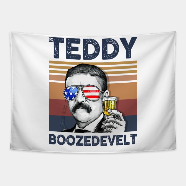 Teddy Boozedevelt US Drinking 4th Of July Vintage Shirt Independence Day American T-Shirt Tapestry by Krysta Clothing