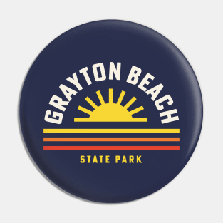 Grayton Beach State Park Florida Retro Vintage Stripes Sunset Pin