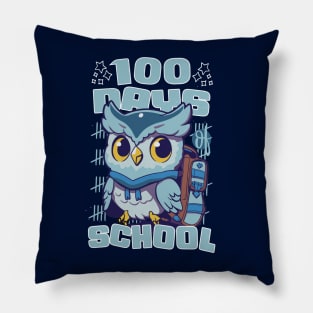 100 days of school featuring a Cute owl with a bagpack #5 Pillow