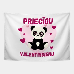 Latviski Priecīgu valentīndienu - Panda Tapestry