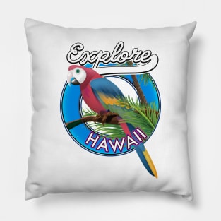 Explore Hawaii retro logo Pillow