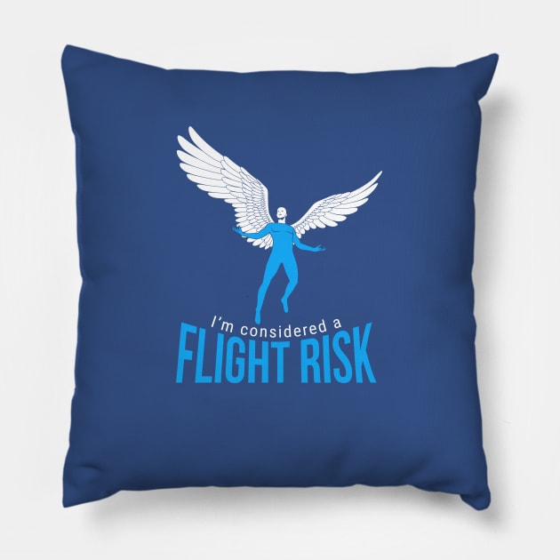 Flight Risk (winged man) Pillow by andyjhunter