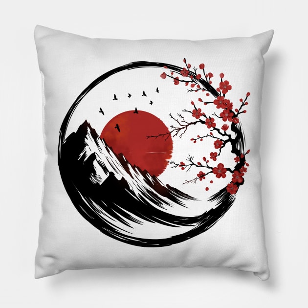 Enso Zen: Dawn's Tranquility Pillow by Nartissima