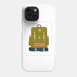 Hand drawn image of a khaki colour rucksack Phone Case