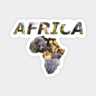 African Wildlife Collage Map Magnet