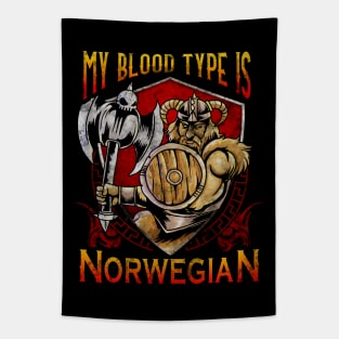 My Blood Type Is Norwegian Norge Viking Norway Vikings Tapestry