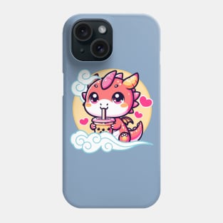 Kawaii Baby Dragon Drinking Boba in the Sky Phone Case