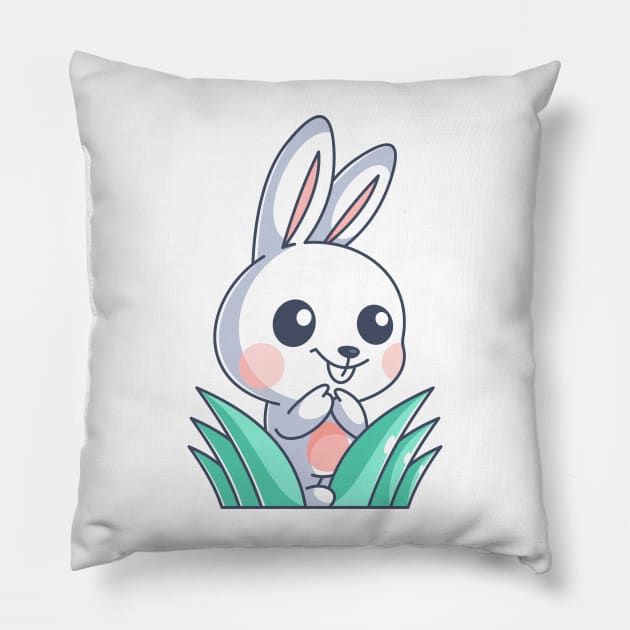 Cute bunny hiding in the grass Pillow by Wawadzgnstuff