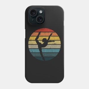 Baton twirling Silhouette On A Distressed Retro Sunset graphic Phone Case