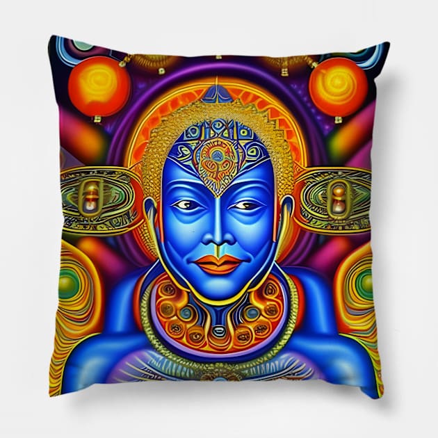 Dosed in the Machine (13) - Trippy Psychedelic Art Pillow by TheThirdEye