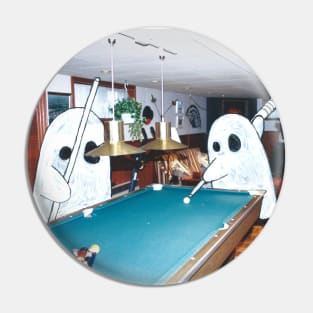 Ghosts Playing Pool Pin