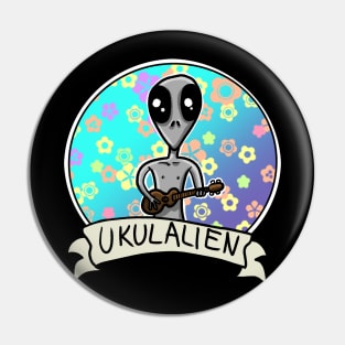 Alien Ukulule UKULALIEN Flowers Music Cartoon Pin
