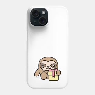 Cute sloth with a gift in his hands. Phone Case