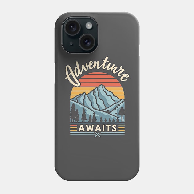 Adventure Awaits - Mountain Sunset Phone Case by Teeium