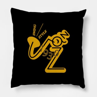 Jazz saxophone player 1930s swing style (gold) Pillow