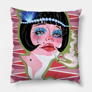 Psychedelic Art Deco Digital Portrait Pillow