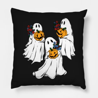 Ghost and pumpkins halloween Pillow