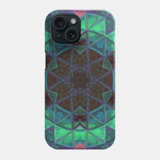 Mosaic Kaleidoscope Flower Green Blue and Pink Phone Case