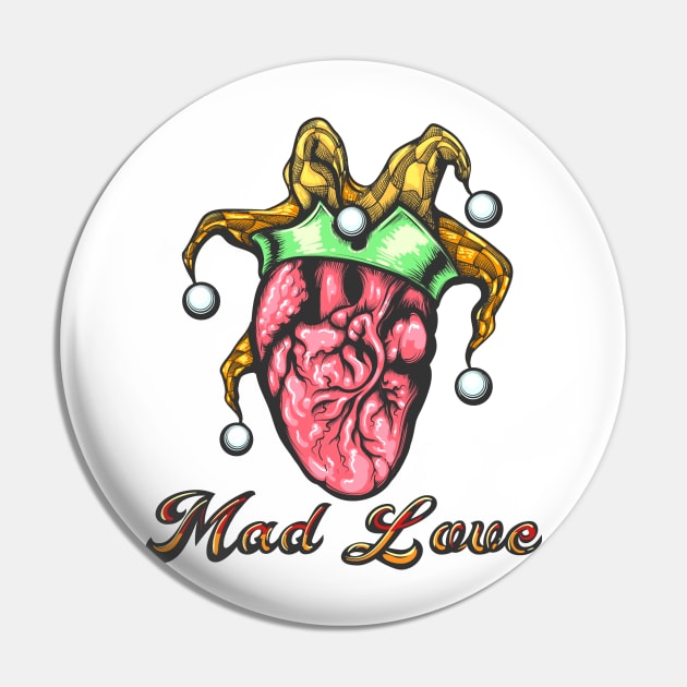 Tattoo of Human Heart with Jester Cap and Wording Mad Love Tattoo drawn in engraving style. Pin by devaleta