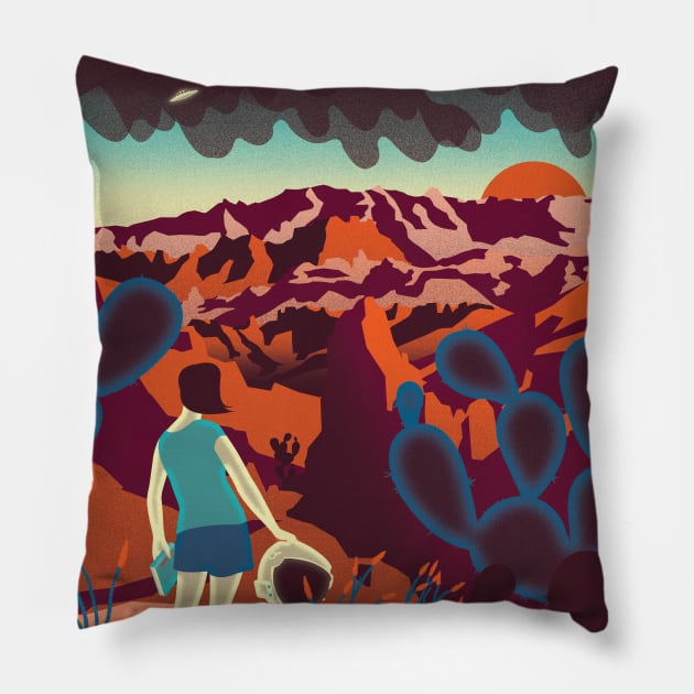 West Texas Desert UFO Pillow by Neil Webb | Illustrator