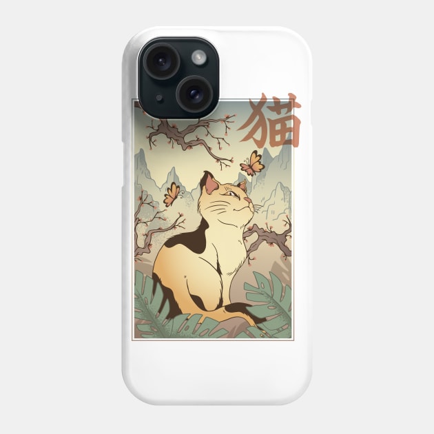 JAPANESE STYLE CAT LANDSCAPE Phone Case by madeinchorley