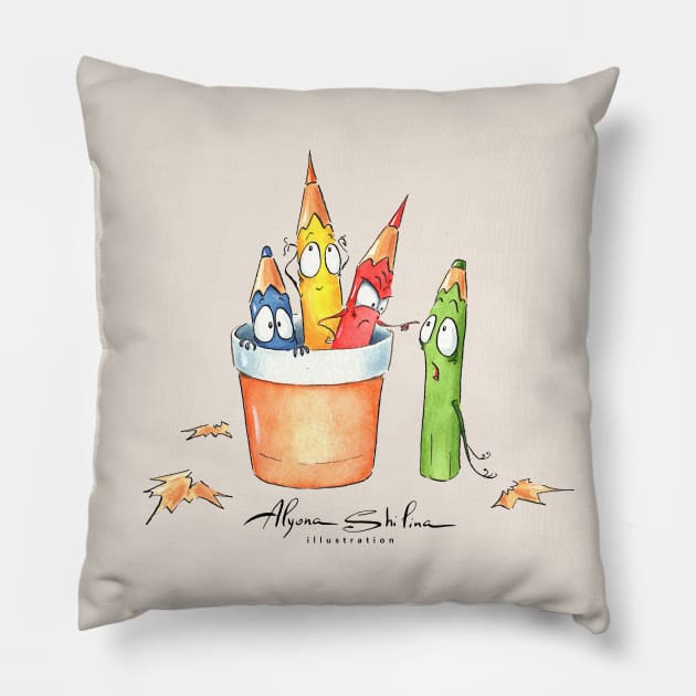 Pencils Pillow by Alyona Shilina