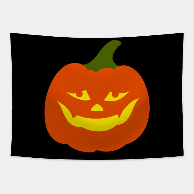 Funny Joyful Halloween Pumpkin Face Tapestry by koolteas